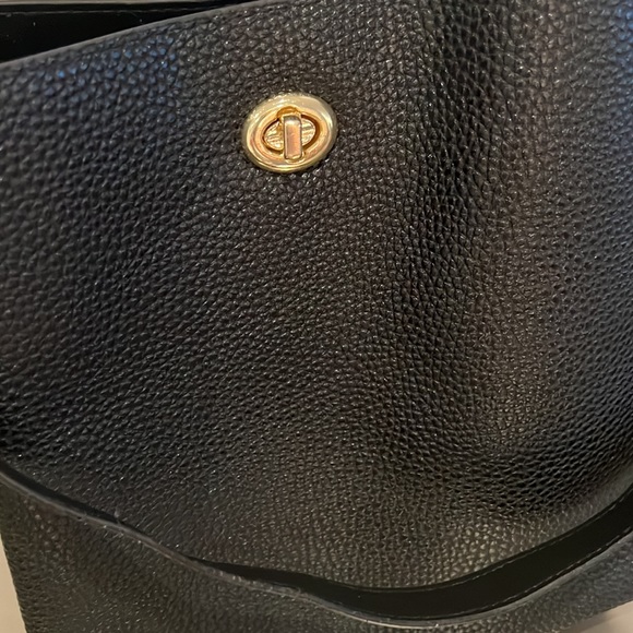 Black Fashion Vegan Leather Bucket Bag with Handle and Shoulder Strap 9”x9”x5” - Picture 2 of 11